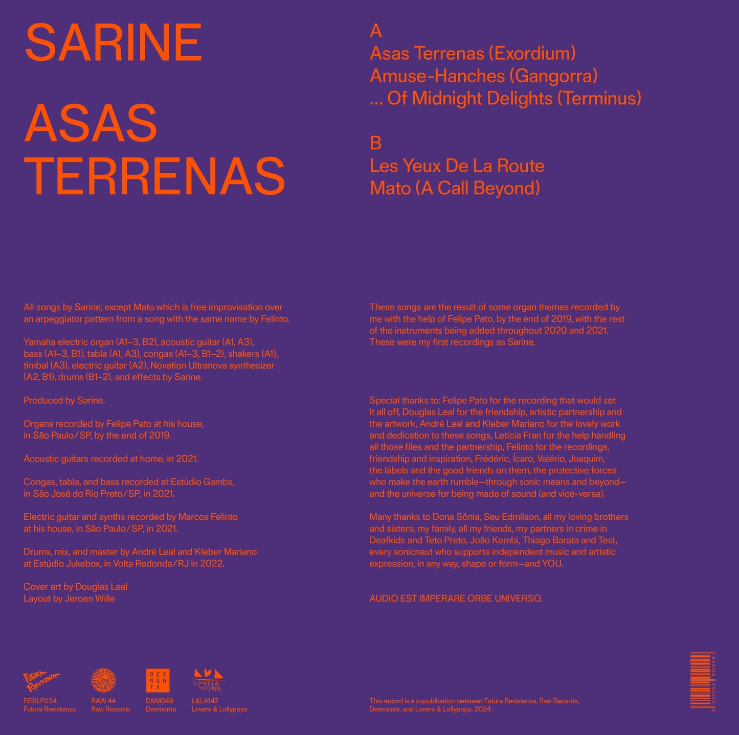 Sarine - Asas Terrenas LP