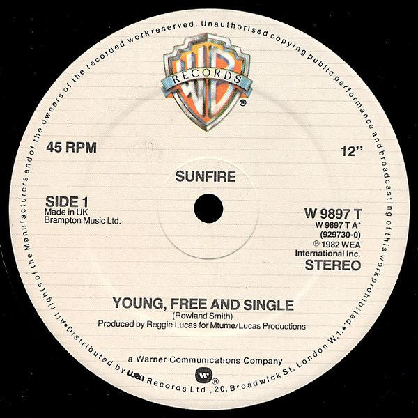 Sunfire - Young Free And Single / Shake Your Body