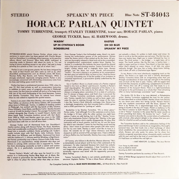 Horace Parlan Quintet - Speakin' My Piece